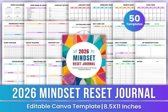 2026 Mindset Reset Journal Canva Kdp