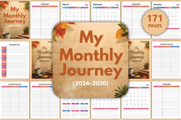 2026–2030 My Monthly Journey: A 5-Year Planner for Long-Term Planning and Reflection