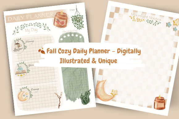 Unique-Fall Cozy Daily Planner: A Digital Artistic Experience for Everyday Planning